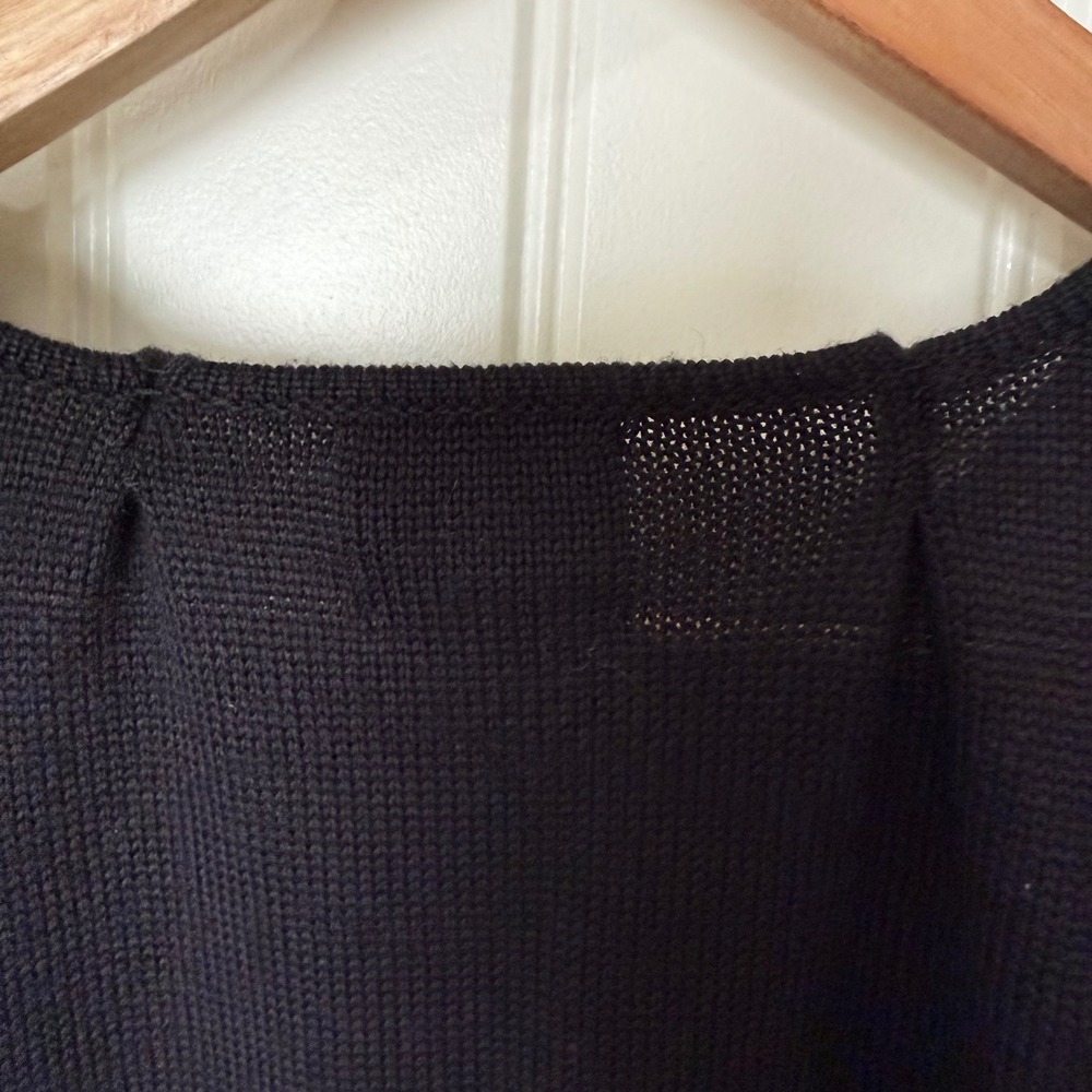 Susan Bristol Sweater Womens 2W Black Hand Embroidered Beaded Wool Blend - Picture 6 of 8